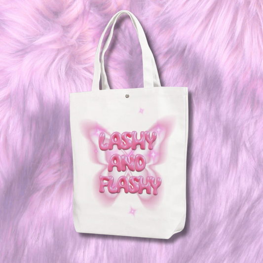 White "Lashy and Flashy" Canvas Bag