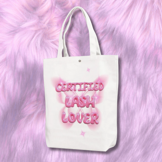 White "Certified Lash Lover" Canvas Bag