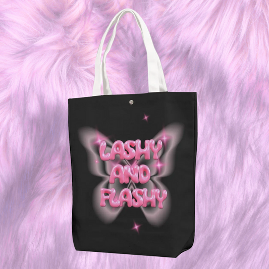 Black "Lashy and Flashy" Canvas Bag