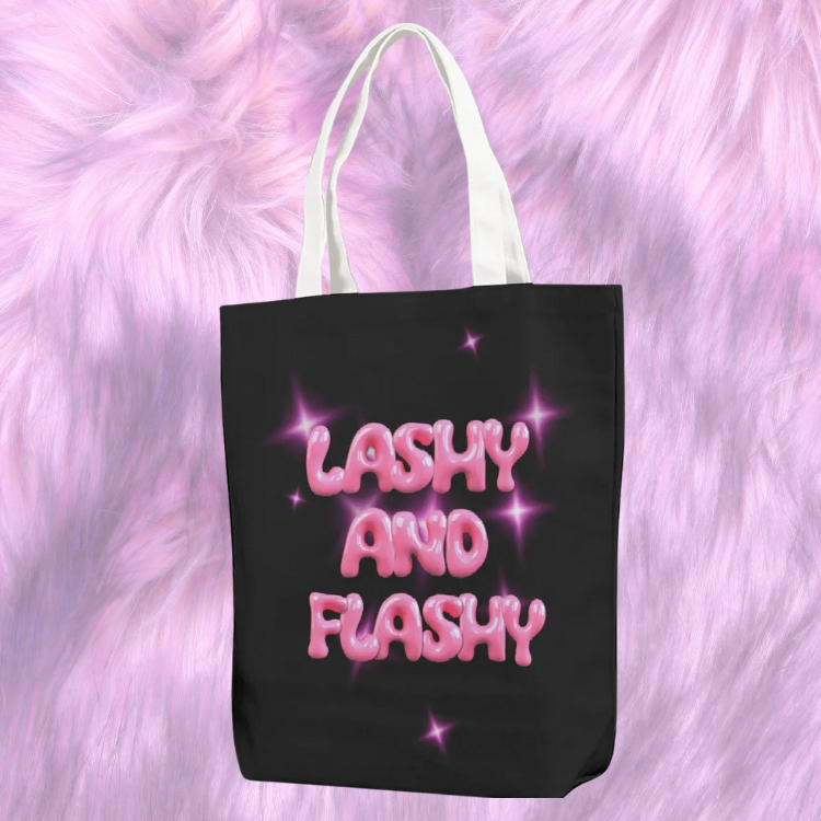 Black "Lashy and Flashy" Canvas Bag