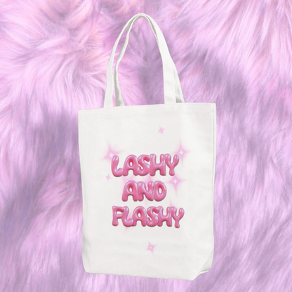 White "Lashy and Flashy" Canvas Bag