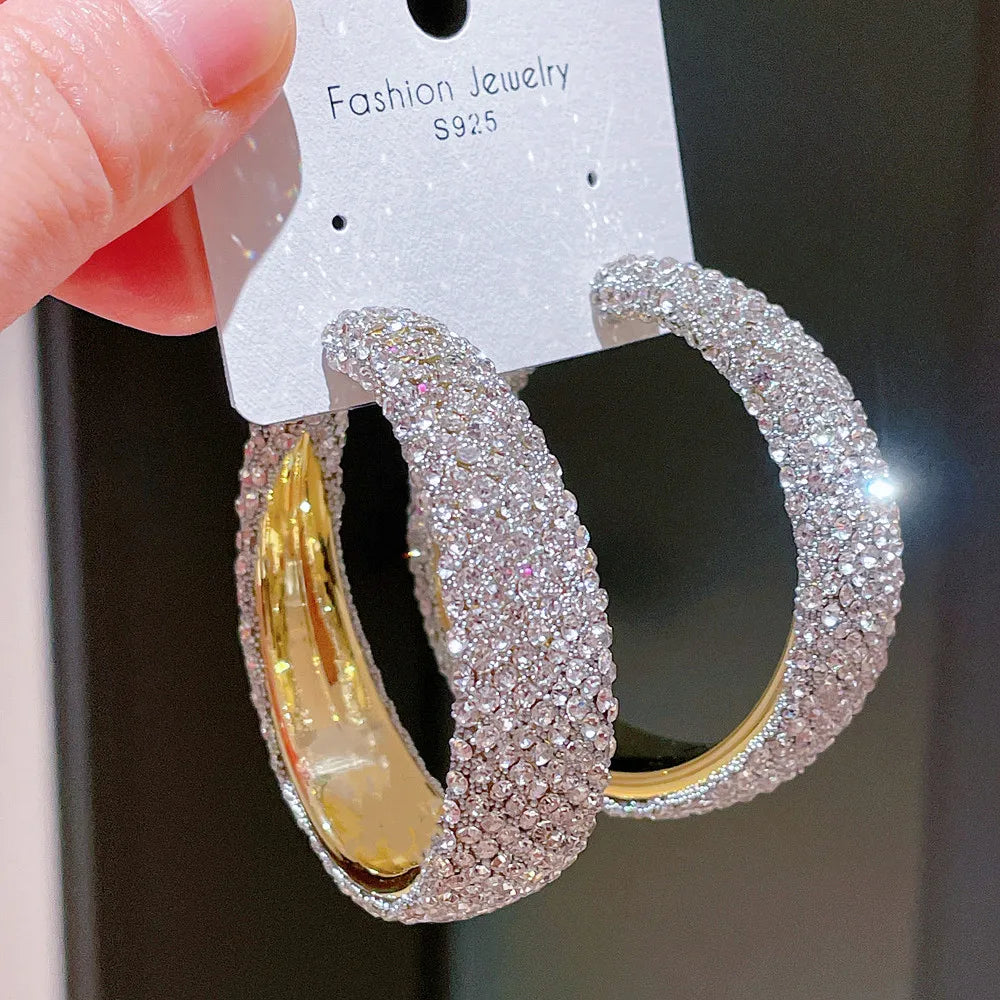 Sparkle Queen Rhinestone Hoop Earrings