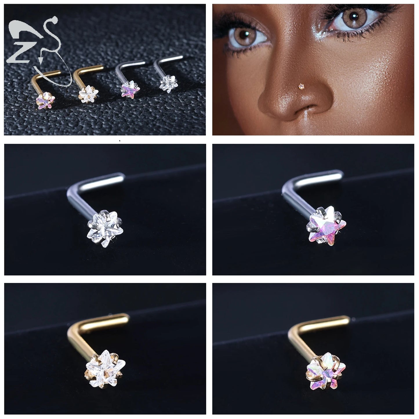 Starry Stud Nose Piercing Set