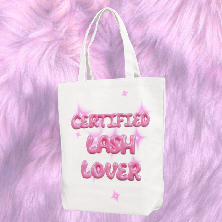 White "Certified Lash Lover" Canvas Bag